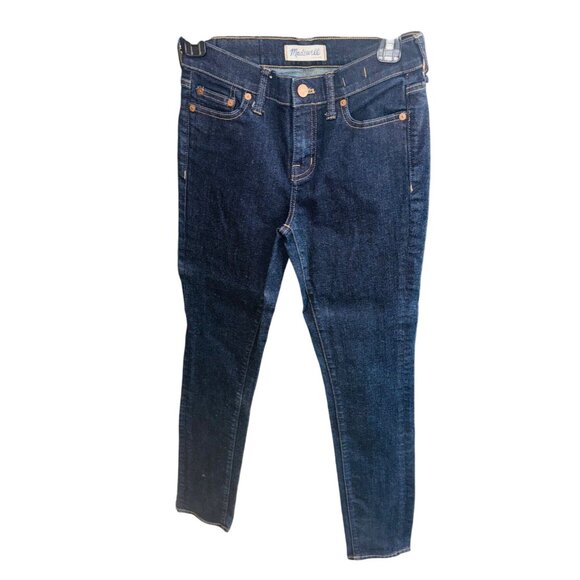 Madewell Alley Straight Dark Wash Denim Jeans Size 25 Dark Blue Denim Stretch - Picture 2 of 12